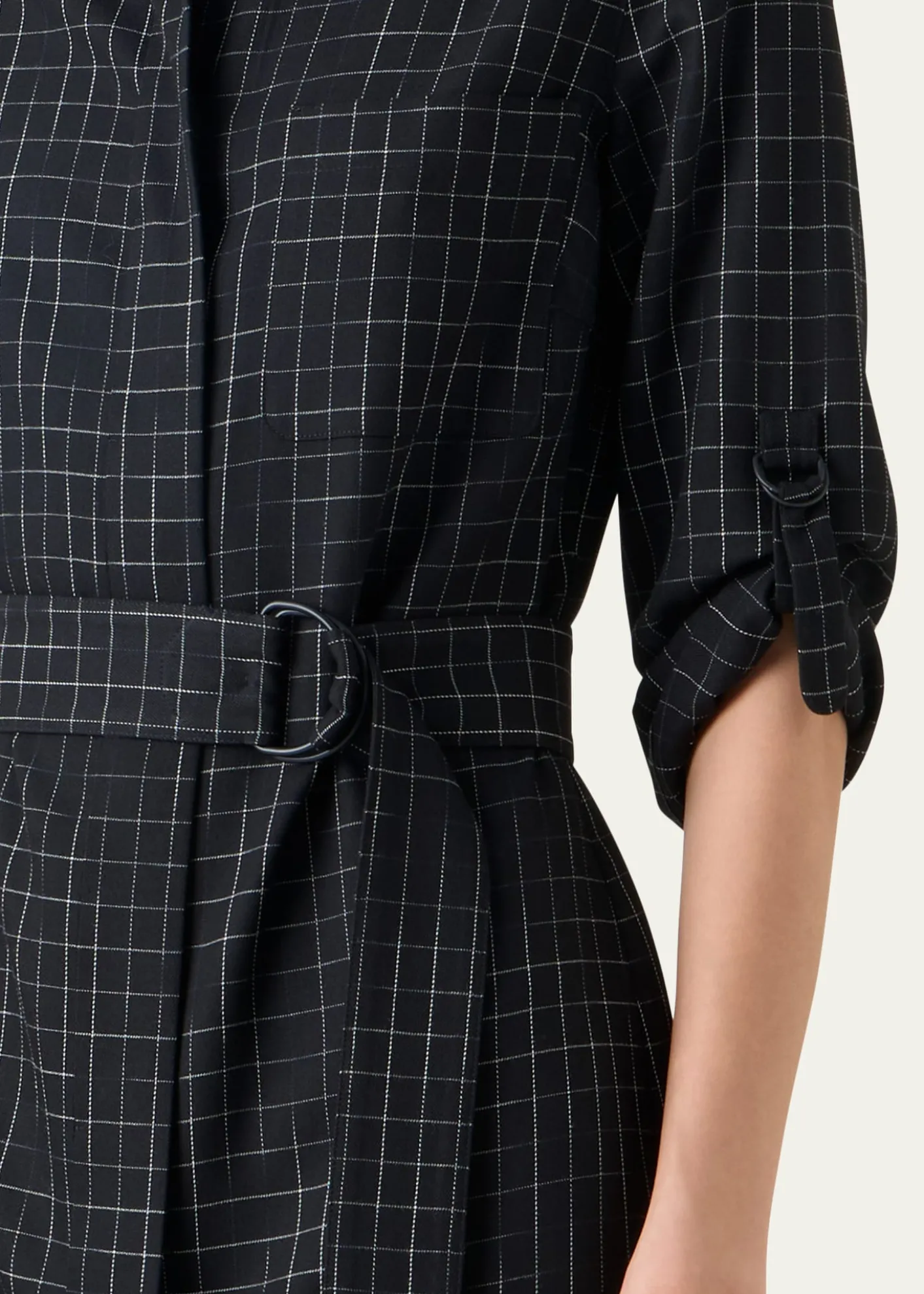 Akris puntoSquared Grid Belted Shirtdress