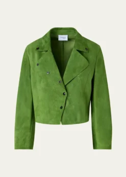 Akris puntoSuede Crop Moto Jacket