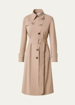 Akris puntoTechno Laser Cut Crepe Belted Trench Coat
