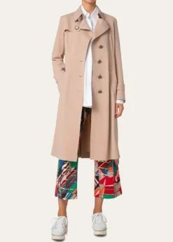 Akris puntoTechno Laser Cut Crepe Belted Trench Coat