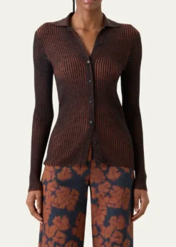Akris puntoTwo-Tone Ribbed Merino Cardigan