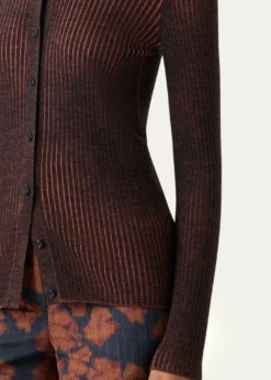 Akris puntoTwo-Tone Ribbed Merino Cardigan