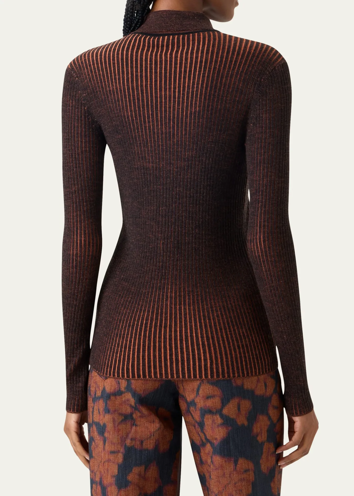 Akris puntoTwo-Tone Ribbed Merino Cardigan