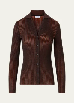 Akris puntoTwo-Tone Ribbed Merino Cardigan