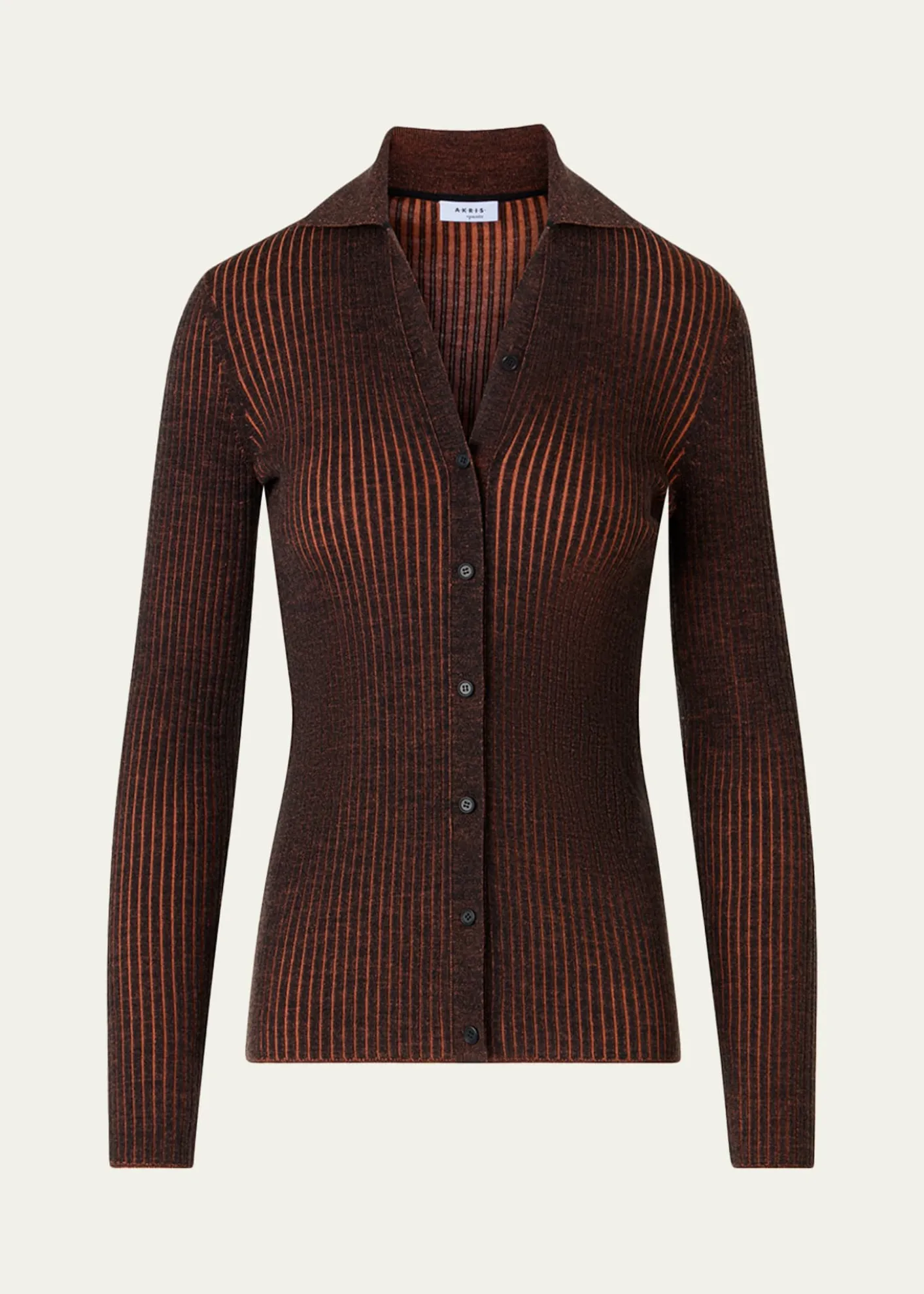 Akris puntoTwo-Tone Ribbed Merino Cardigan