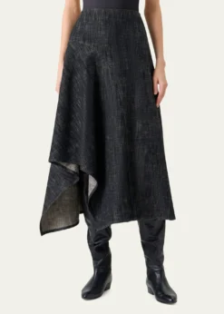 Akris puntoWashed Heavyweight Cotton Denim Midi Skirt