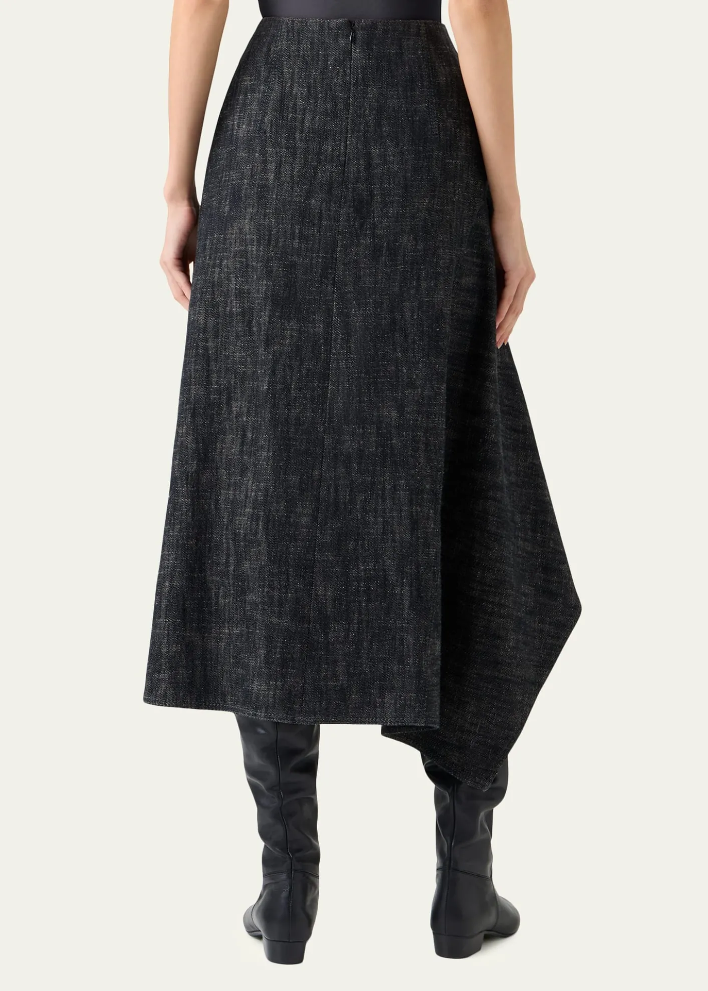Akris puntoWashed Heavyweight Cotton Denim Midi Skirt