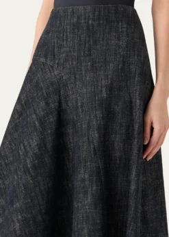 Akris puntoWashed Heavyweight Cotton Denim Midi Skirt
