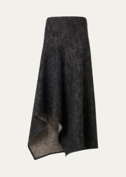 Akris puntoWashed Heavyweight Cotton Denim Midi Skirt