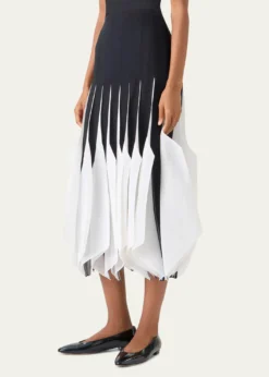 AkrisRibbon Inset Panama Silk Organza Midi Skirt