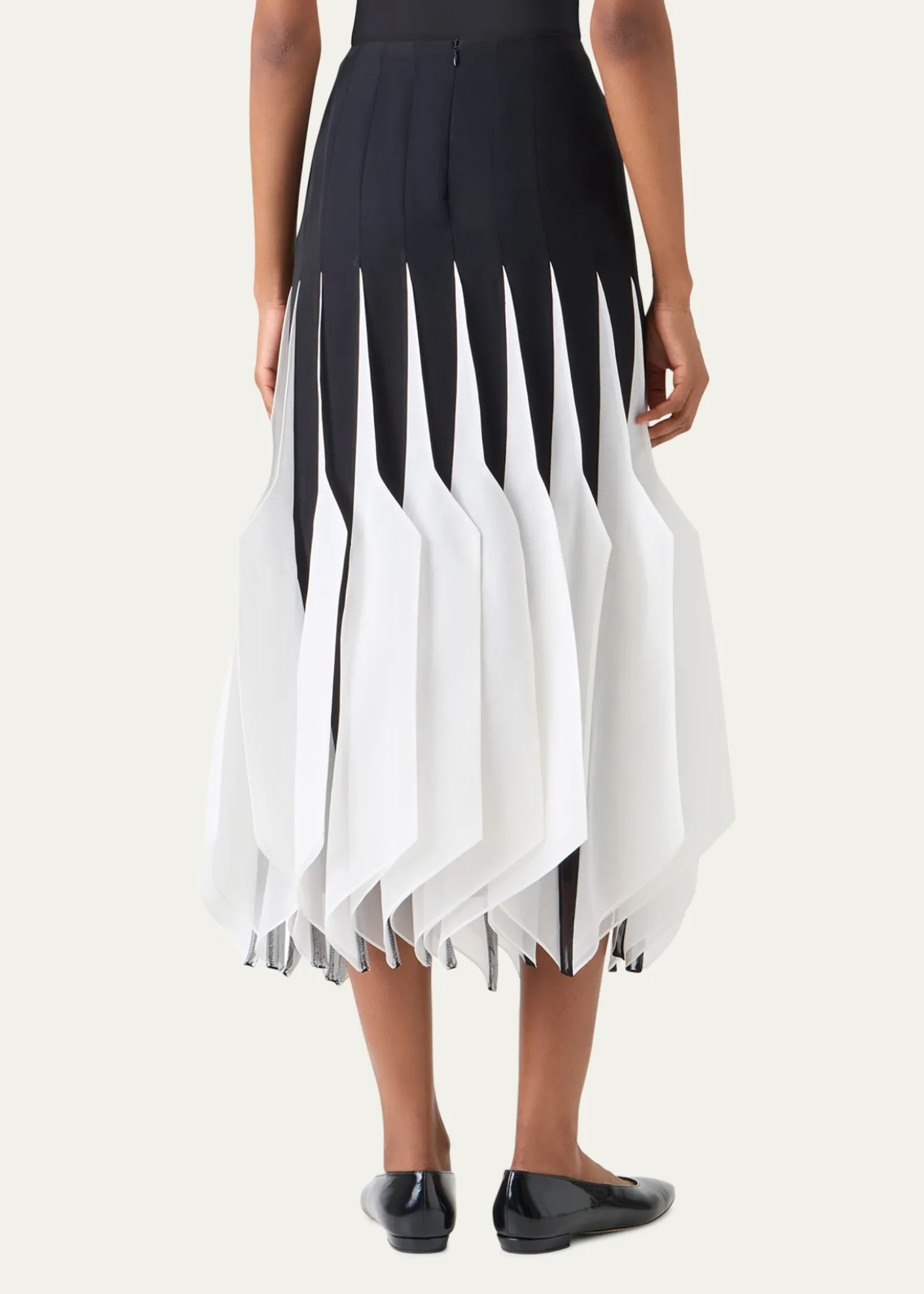 AkrisRibbon Inset Panama Silk Organza Midi Skirt
