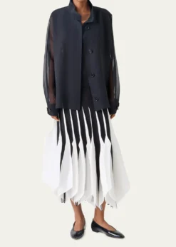 AkrisRibbon Inset Panama Silk Organza Midi Skirt