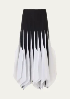 AkrisRibbon Inset Panama Silk Organza Midi Skirt