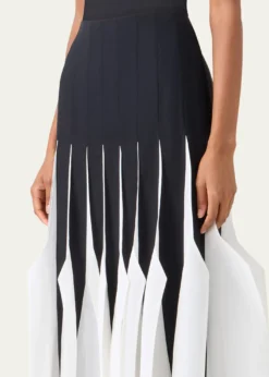AkrisRibbon Inset Panama Silk Organza Midi Skirt