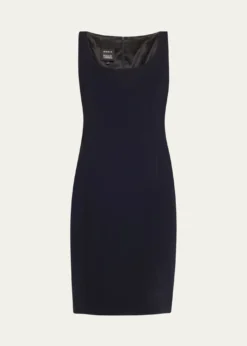AkrisScoop Neck Wool Crepe Sheath Dress