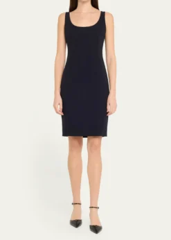 AkrisScoop Neck Wool Crepe Sheath Dress