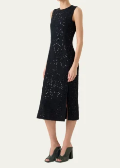 AkrisSequined Tweed Midi Sheath Dress