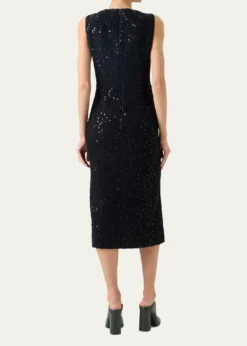 AkrisSequined Tweed Midi Sheath Dress
