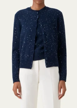 AkrisSequined Wool-Cashmere Knit Cardigan