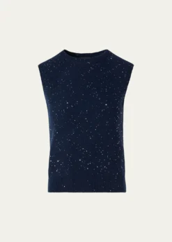 AkrisSequined Wool-Cashmere Sleeveless Sweater