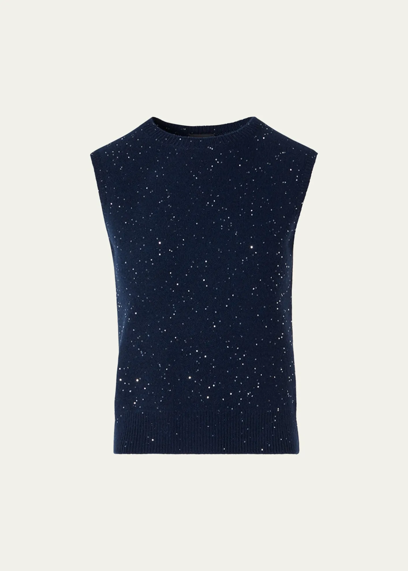 AkrisSequined Wool-Cashmere Sleeveless Sweater