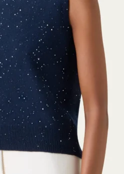AkrisSequined Wool-Cashmere Sleeveless Sweater
