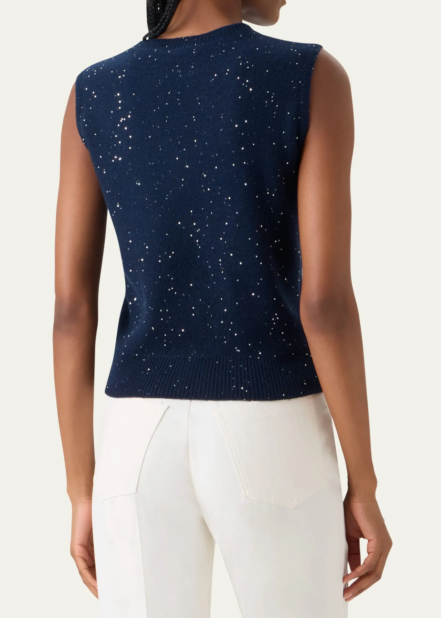 AkrisSequined Wool-Cashmere Sleeveless Sweater