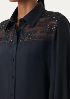 AkrisSequin Embellished Silk Crepe Blouse