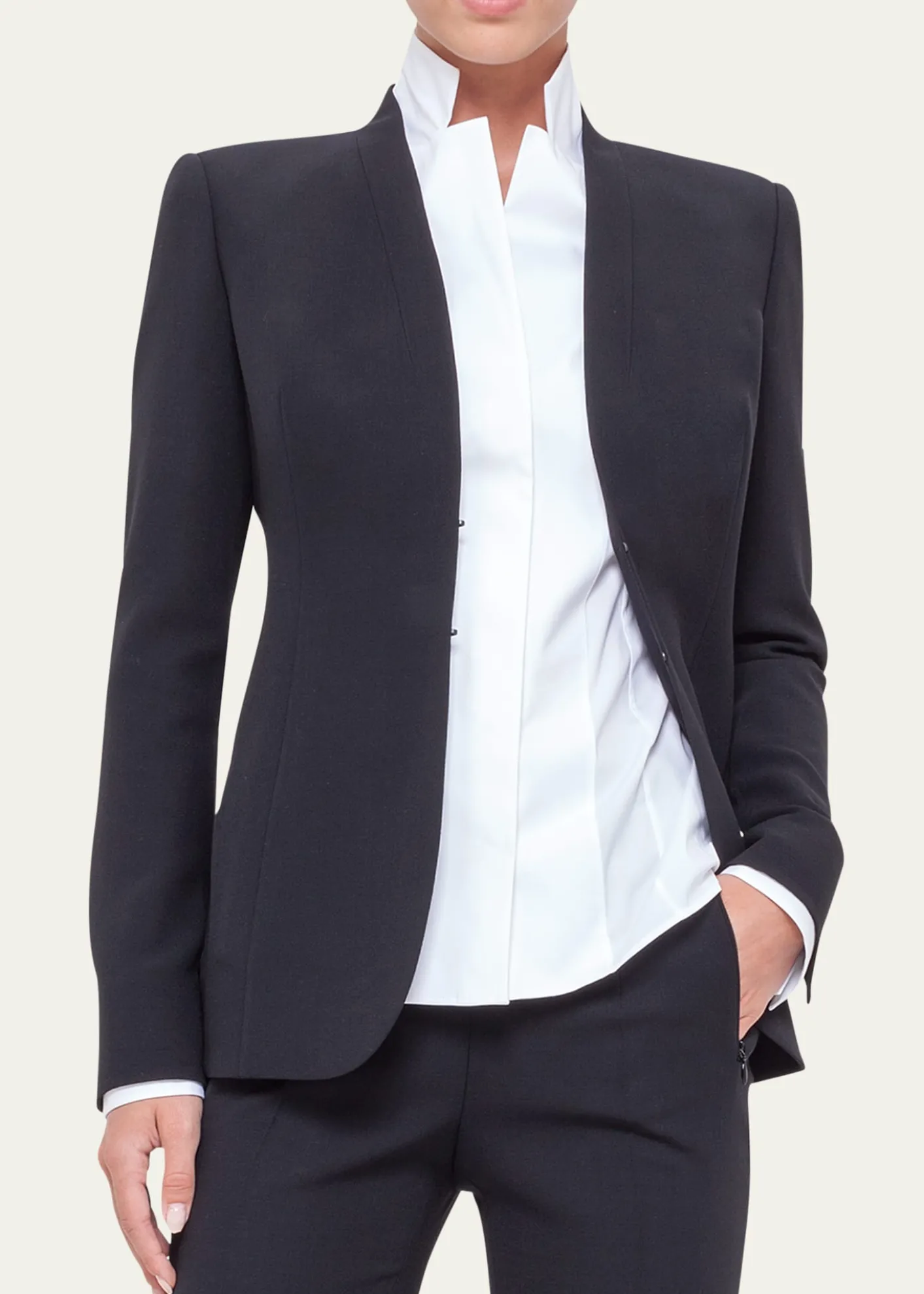 AkrisShawl-Collar Wool Jacket