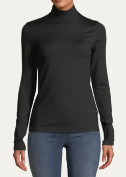 AkrisSilk-Cotton Jersey Turtleneck Top