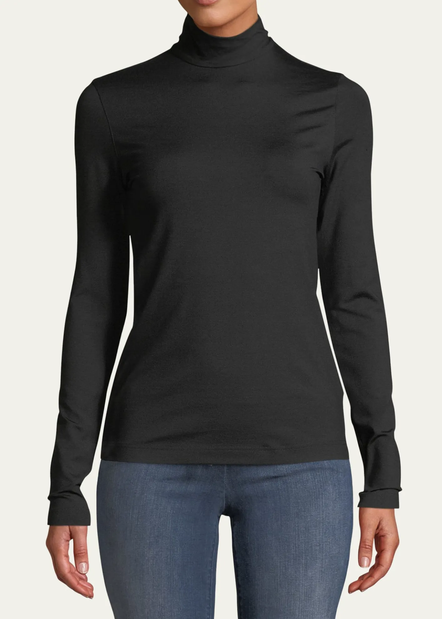 AkrisSilk-Cotton Jersey Turtleneck Top
