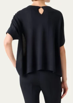 AkrisSilk-Front Short-Sleeve Sweater