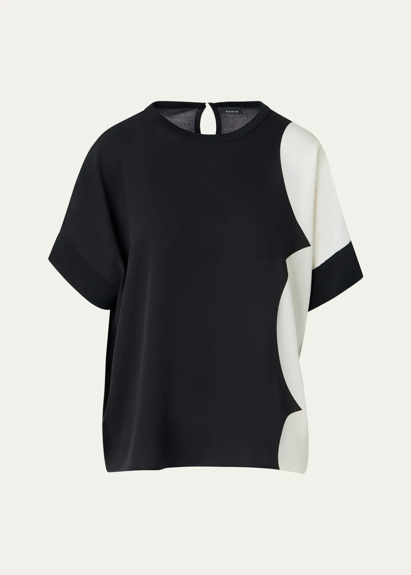 AkrisSilk-Front Short-Sleeve Sweater