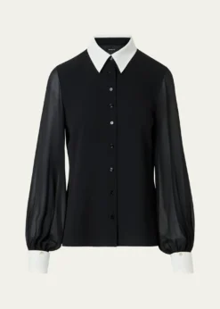 AkrisSilk Georgette Button-Down Blouse