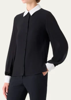AkrisSilk Georgette Button-Down Blouse