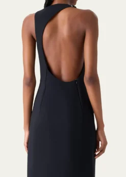 AkrisSleeveless Back-Cutout Wool Slit Gown