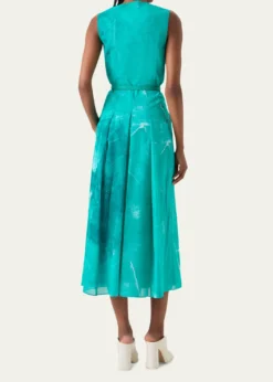 AkrisSleeveless Cotton Voile Belted Midi Dress