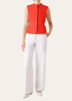 AkrisSleeveless Linen Button-Front Blouse