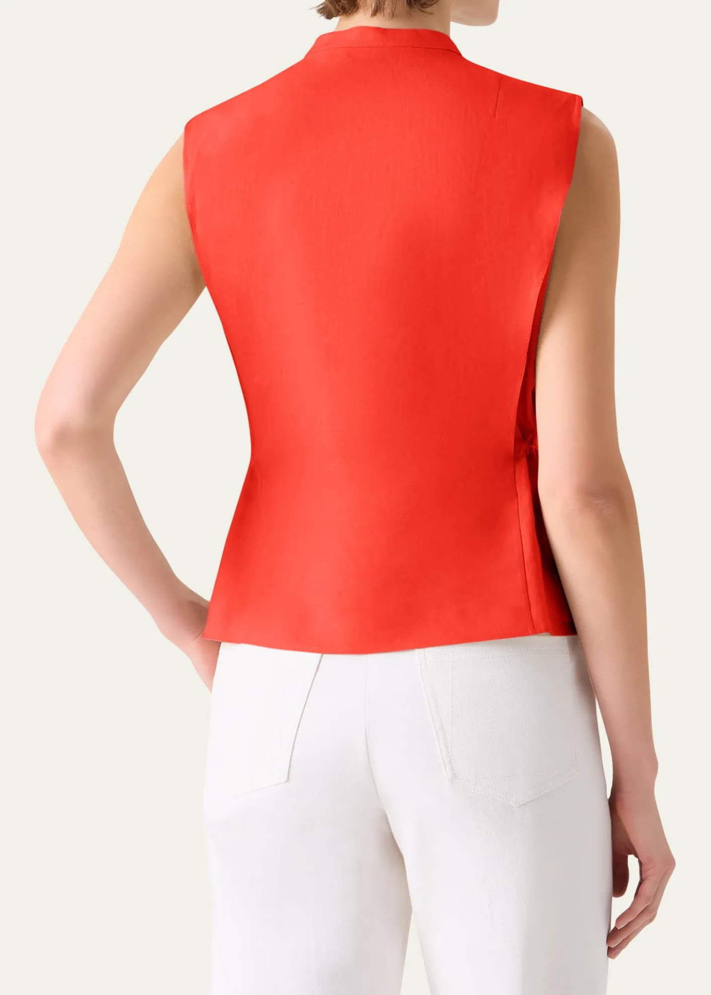 AkrisSleeveless Linen Button-Front Blouse