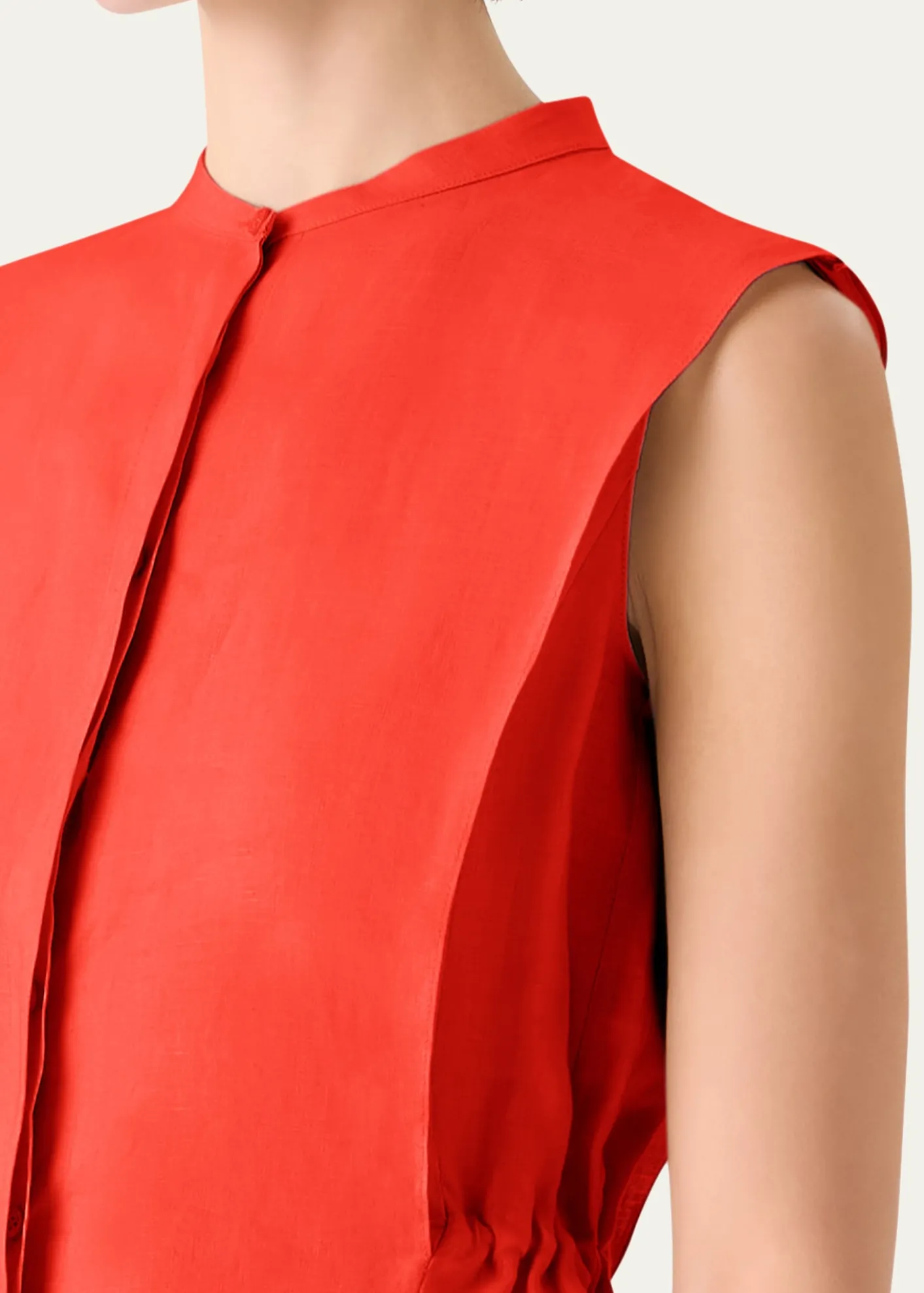 AkrisSleeveless Linen Button-Front Blouse