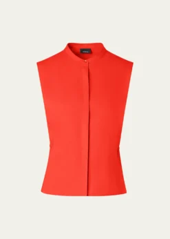 AkrisSleeveless Linen Button-Front Blouse