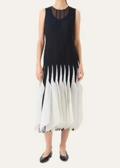 AkrisSleeveless Panama Silk Organza Seamed Midi Dress