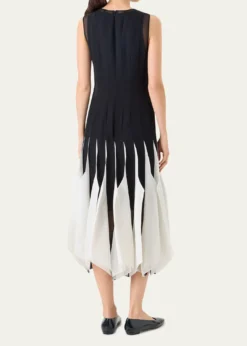 AkrisSleeveless Panama Silk Organza Seamed Midi Dress