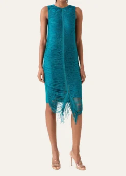 AkrisSleeveless Silk Knit Midi Sheath Dress