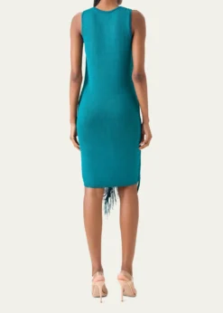 AkrisSleeveless Silk Knit Midi Sheath Dress
