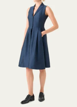 AkrisSleeveless Silk Shantung Trench Dress