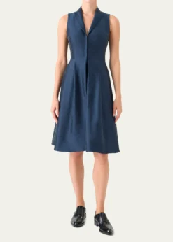 AkrisSleeveless Silk Shantung Trench Dress