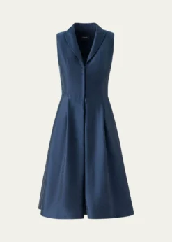 AkrisSleeveless Silk Shantung Trench Dress