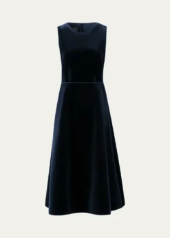AkrisSleeveless Velvet Midi Cocktail Dress