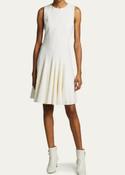 AkrisSleeveless Zip-Front Seamed A-Line Dress